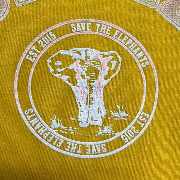 IVORY ELLA 🐘 YELLOW PINK ORGANIC COTTON LONG SLEEVE ELEPHANT T-SHIRT Women’s XXL - Picture 5 of 13